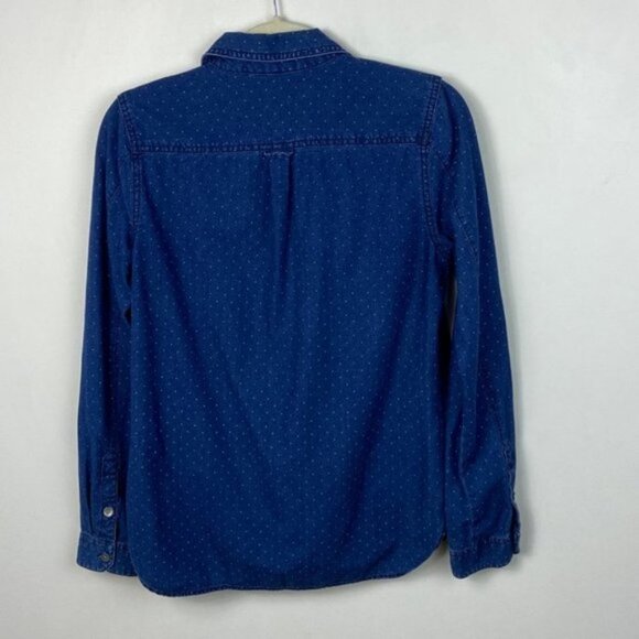 Madewell Chambray Pindot Popover Long Sleeve Shirt Button Placket Size XS Top - Picture 4 of 8